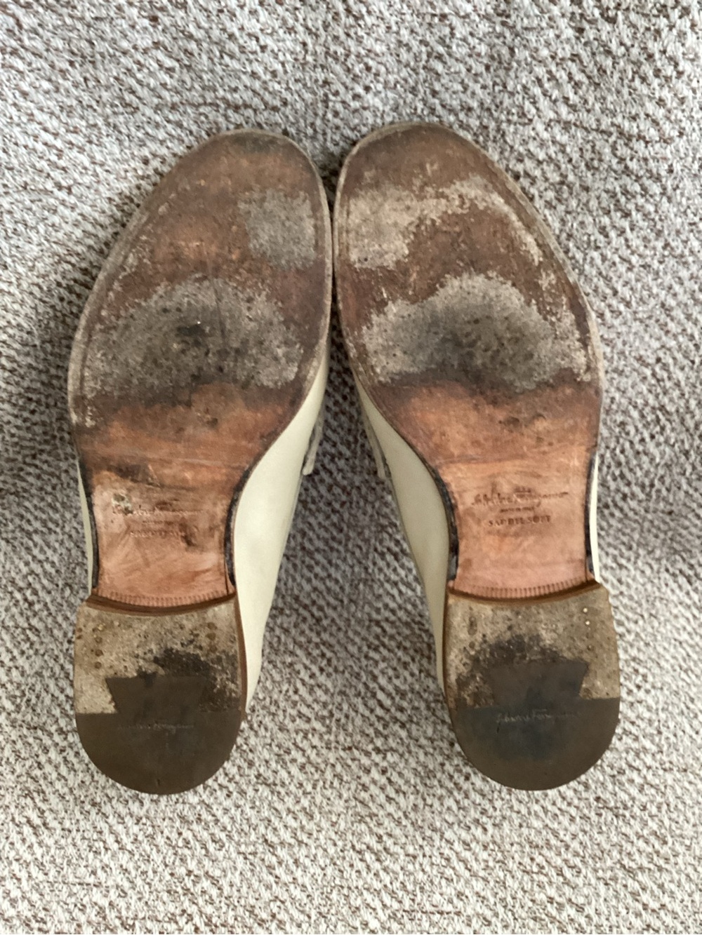 Salvatore Ferragamo Leather Cream Loafers, Size 6.5 - Picture 11 of 12